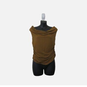 Reformation Size Medium Off Shoulder Cowl Draped Neck Top Olive Sleeveless NEW